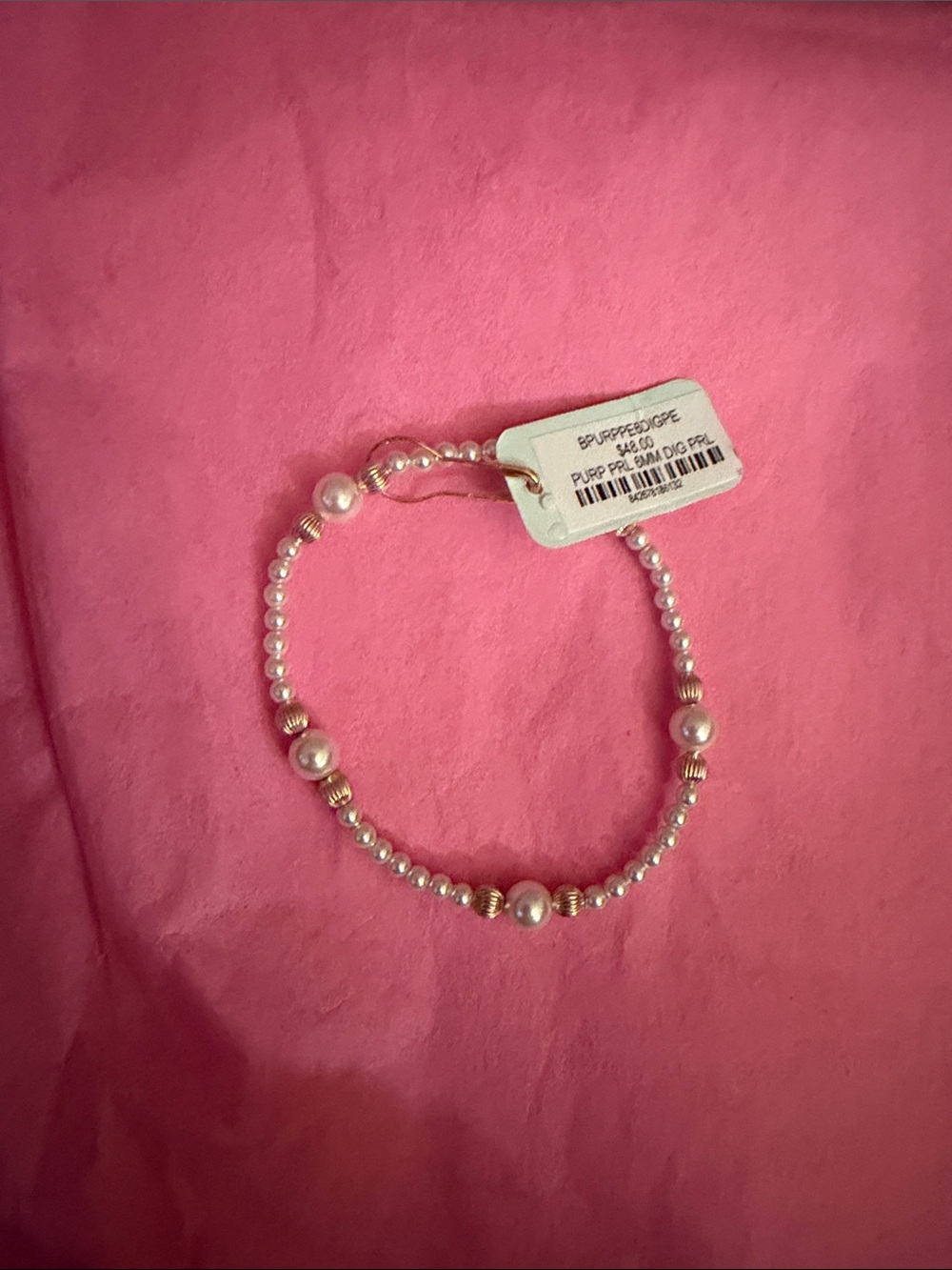 Enewton purp pearl 6mm dig Elegant Pearl Bead Stretch Bracelet NWT